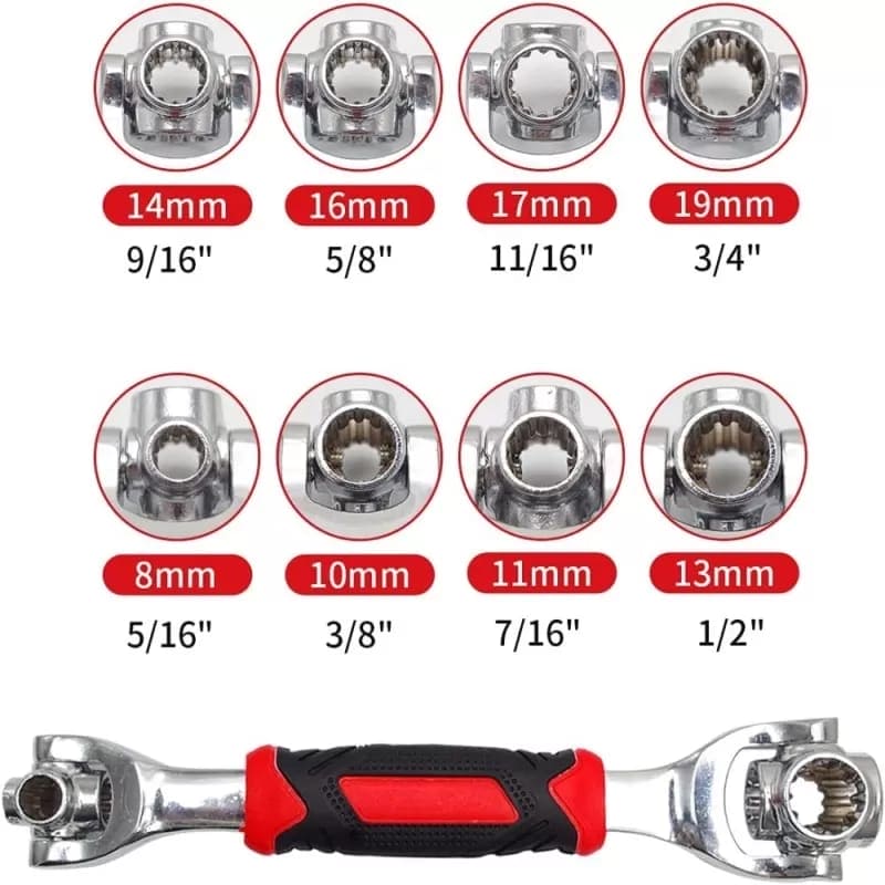 Double Head Torque Socket Wrench , 8 In 1 Socket Wrench, Multifunctional Spanner With 360 Degree Rotating Head, Multi Spanner Tool, Furniture Car Repair Spline Bolts Wrench, Multipurpose Tiger Socket Wrench, Universal Hand Tool Wrench. Double Head Torque Socket Wrench , 8 In 1 Socket Wrench, Multifunctional Spanner With 360 Degree Rotating Head, Multi Spanner Tool, Furniture Car Repair Spline Bolts Wrench, Multipurpose Tiger Socket Wrench, Universal Hand Tool Wrench.